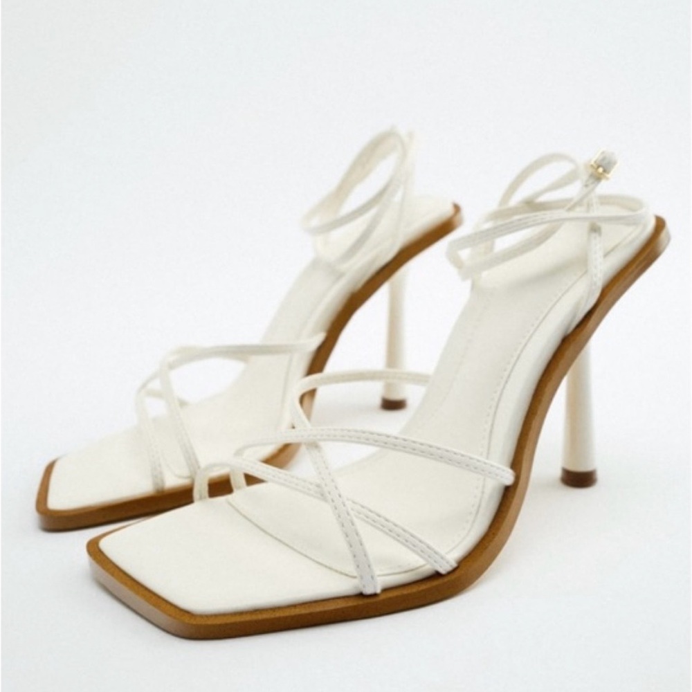 Zara White Strappy Heels